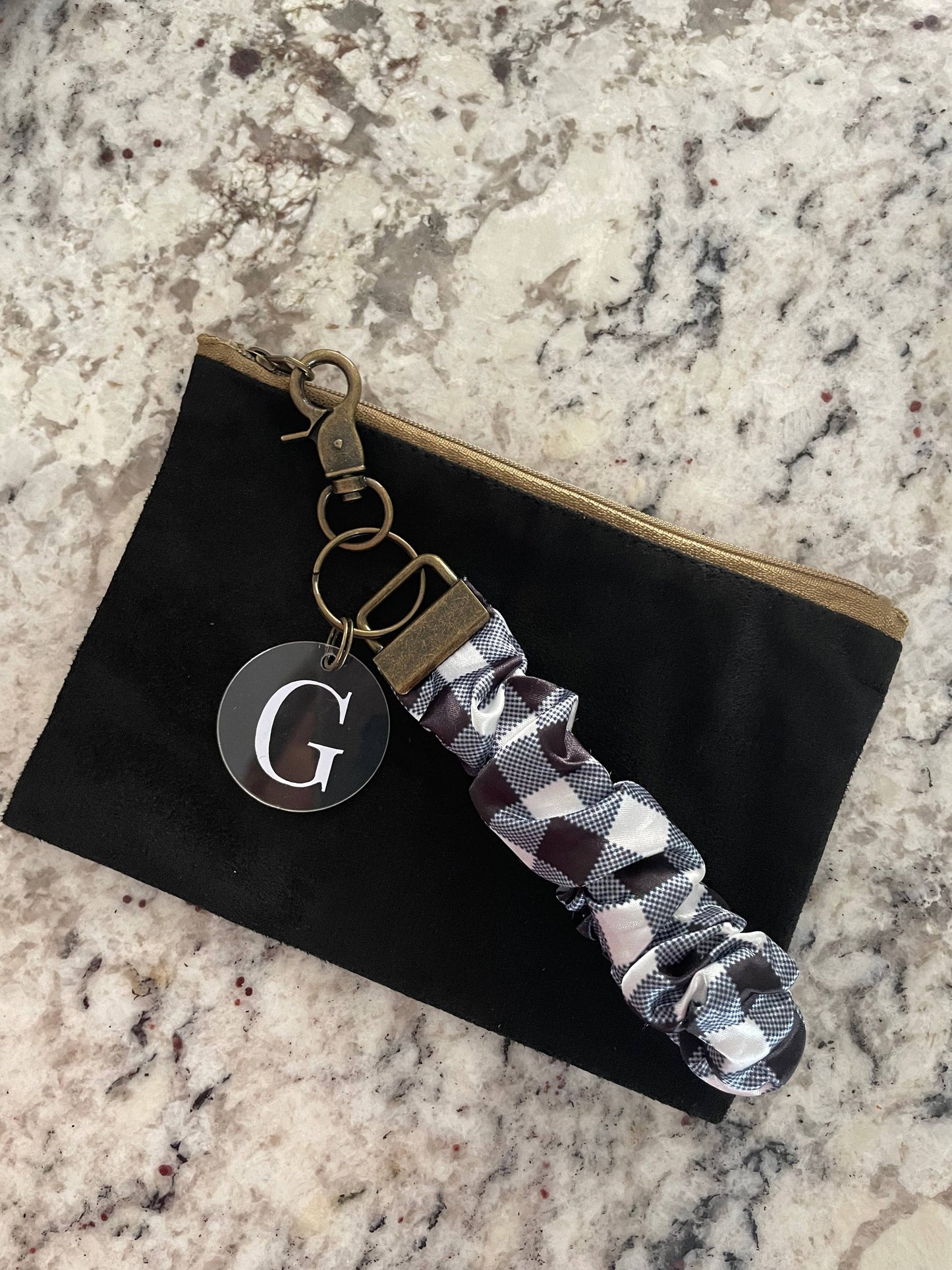 Scrunchie Keychain Black Checkered