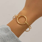 SIMPLE DOUBLE-LAYER HOLLOW KNOTTED OPEN BRACELET_CWMM3101