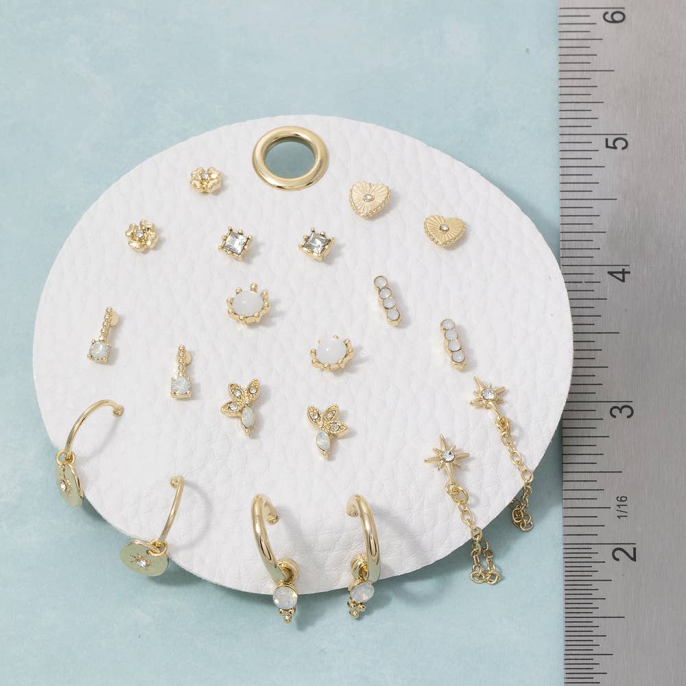 Assorted Stud Huggie And Drop Earring Set