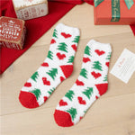 SANTA CLAUS ELK CORAL VELVET SOCKS_CWMS0336