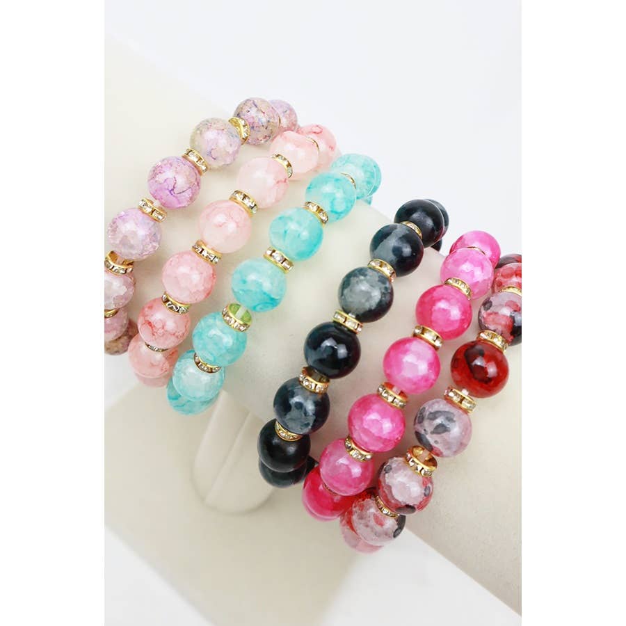 Soft Tone Beaded Stretch Glass Bracelets