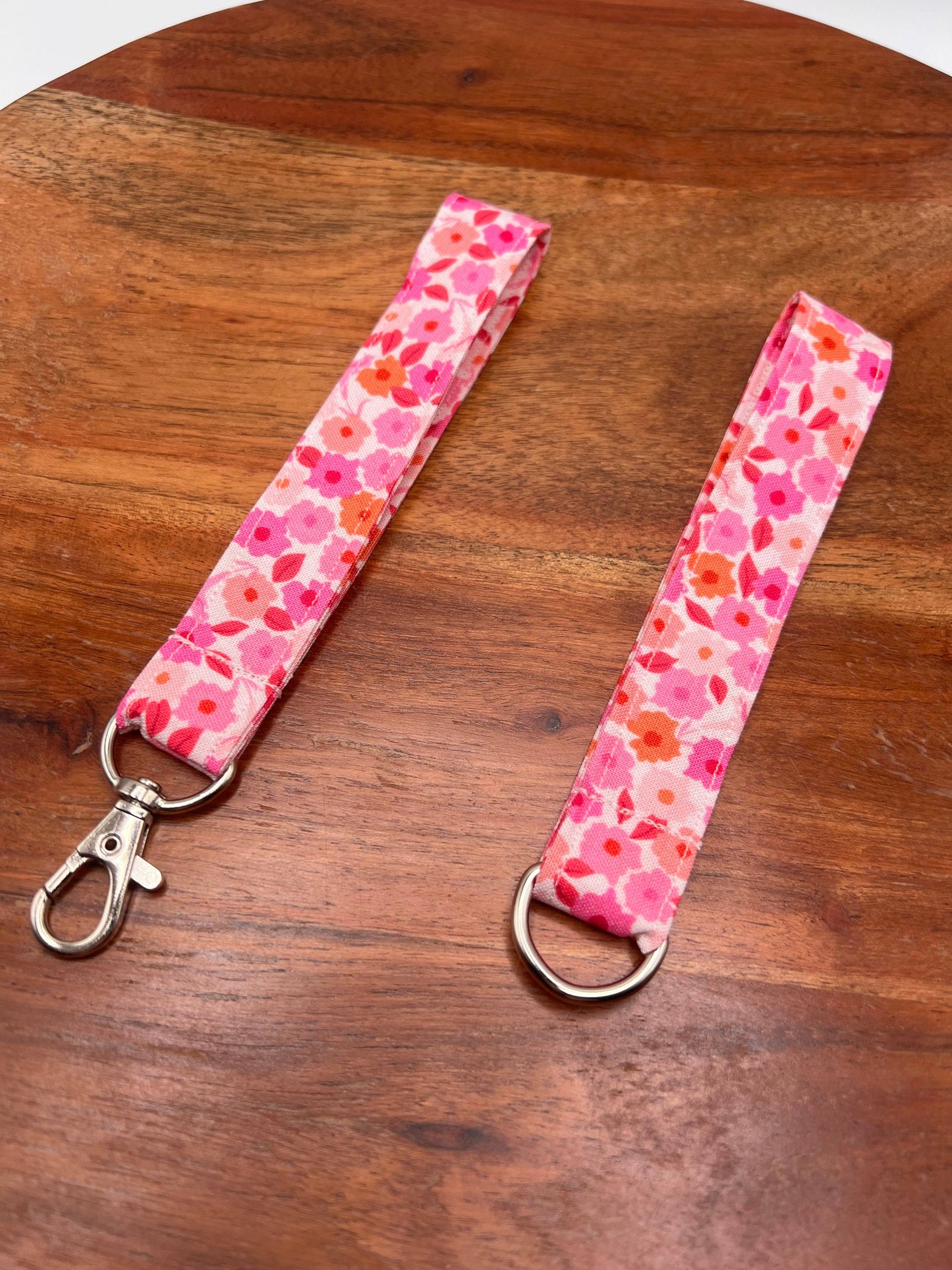 Pink and Orange Floral Lanyard
