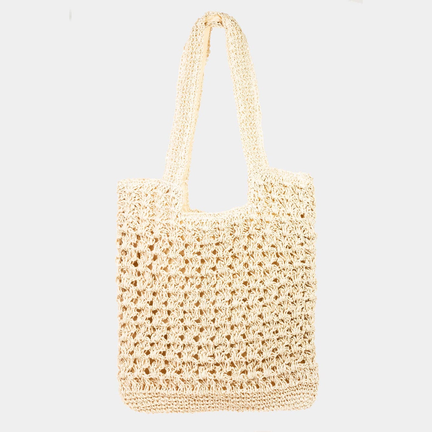 Intricate Straw Knit Tote Bag