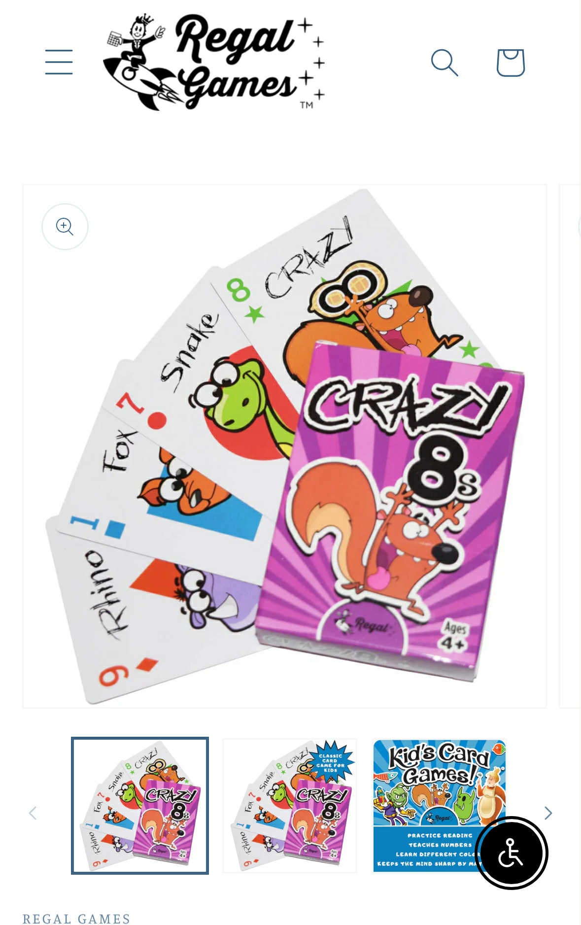Regal Crazy 8 Kids Card Game