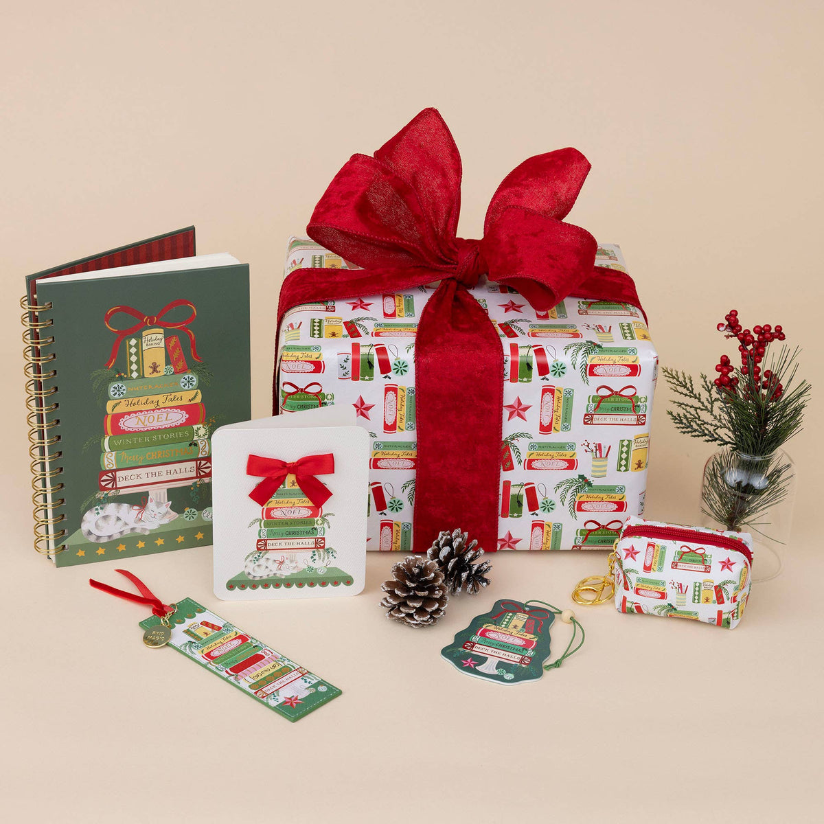 Bookish Christmas Medium Spiral Notebook