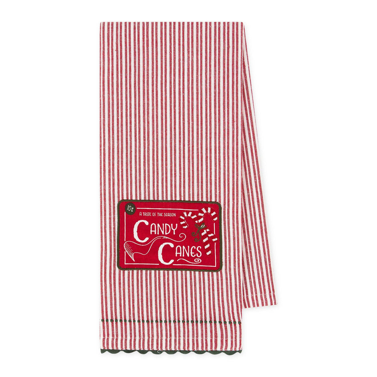 Old Fashion Candy Canes Embellished Dishtowel