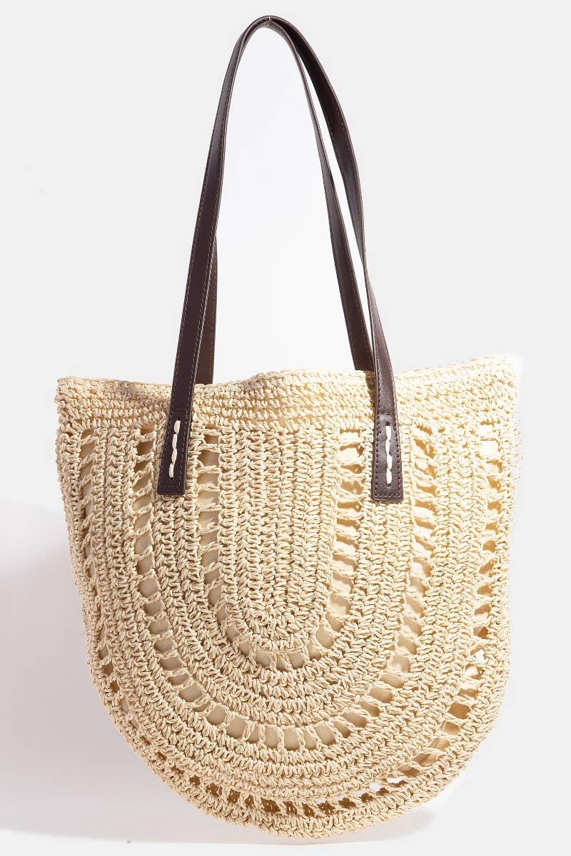 Straw Braided Rounded Tote Bag