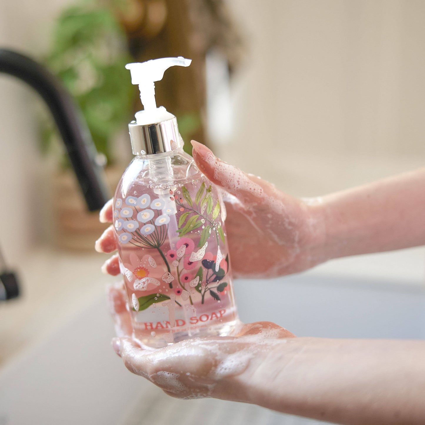 Springtime Blooms Liquid Hand Soap with Decorative Insert