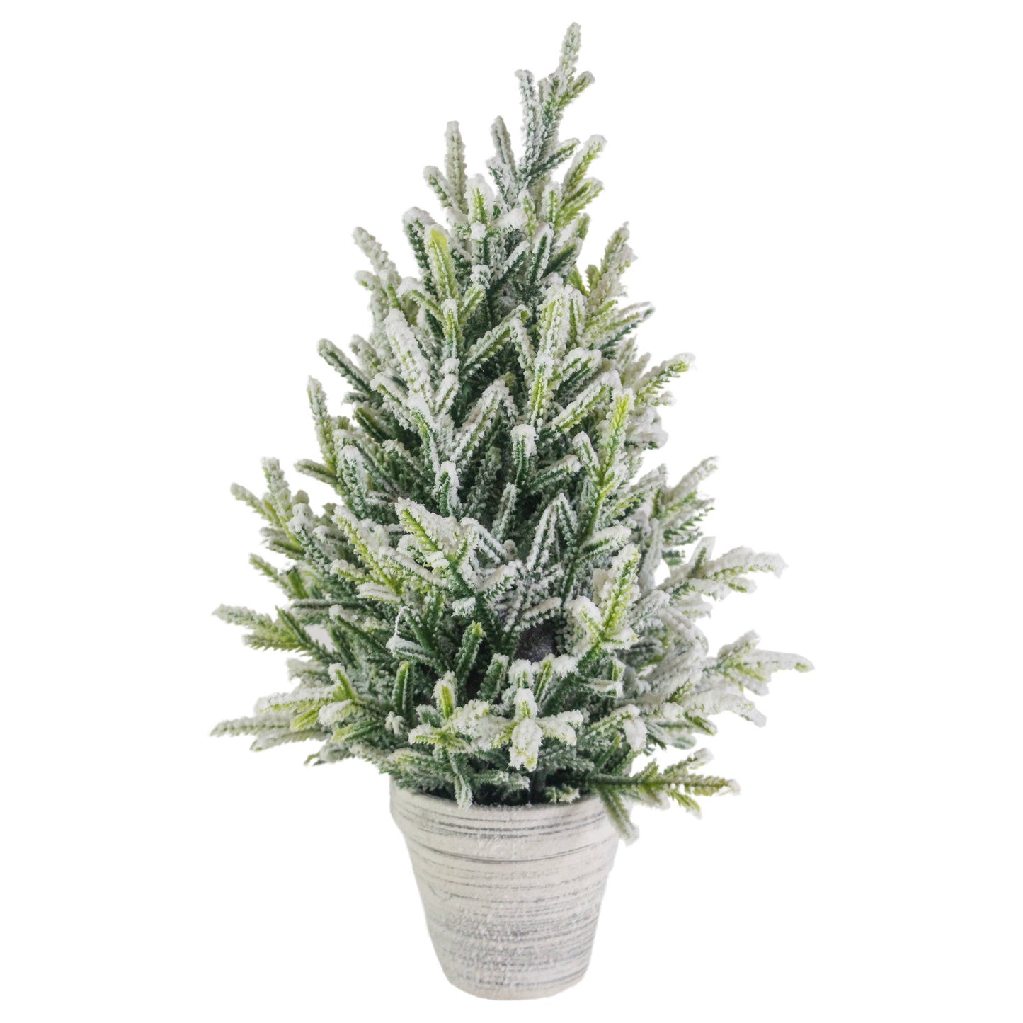 15.5" Tall Flocked Tree In White Planter Christmas Décor