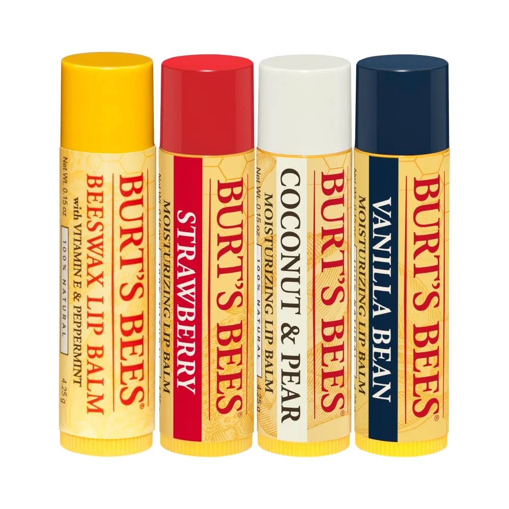 Beeswax Lip Balms, 4 Pack in Blister Box