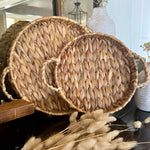 Round Handled Watr Hyacinth Tray-Large