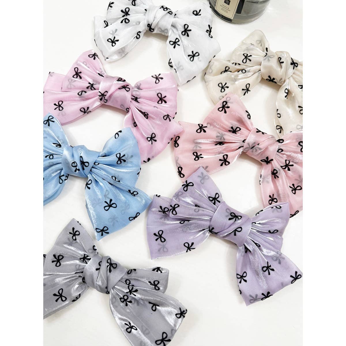 Double Layer Soft Tone Organza Bow Alligator Clips