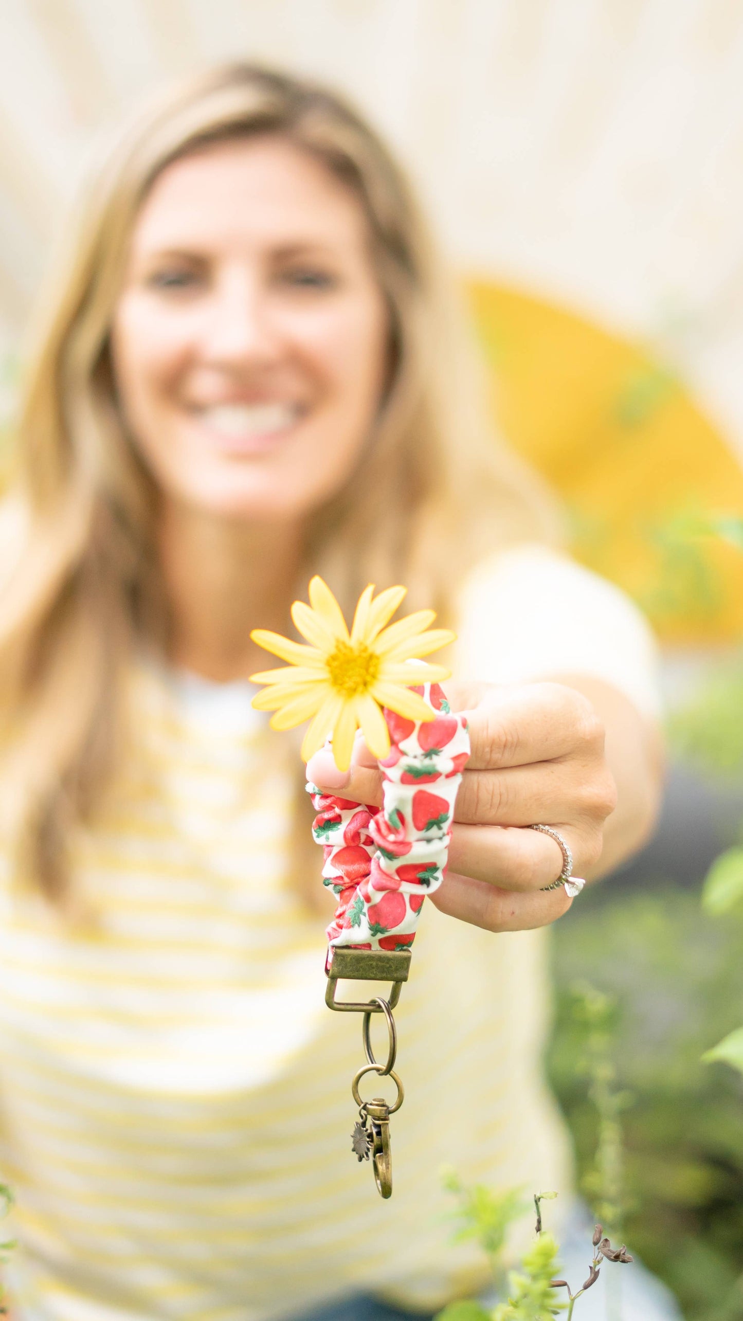 Strawberry π Scrunchie Keychain