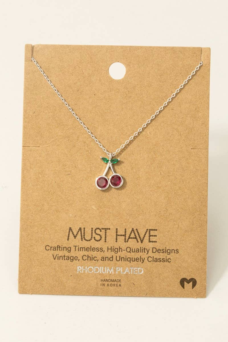 Gold Dipped Cz Cherry Pendant Necklace