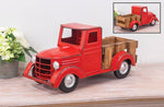 Vintage Red Truck with Wooden Bed