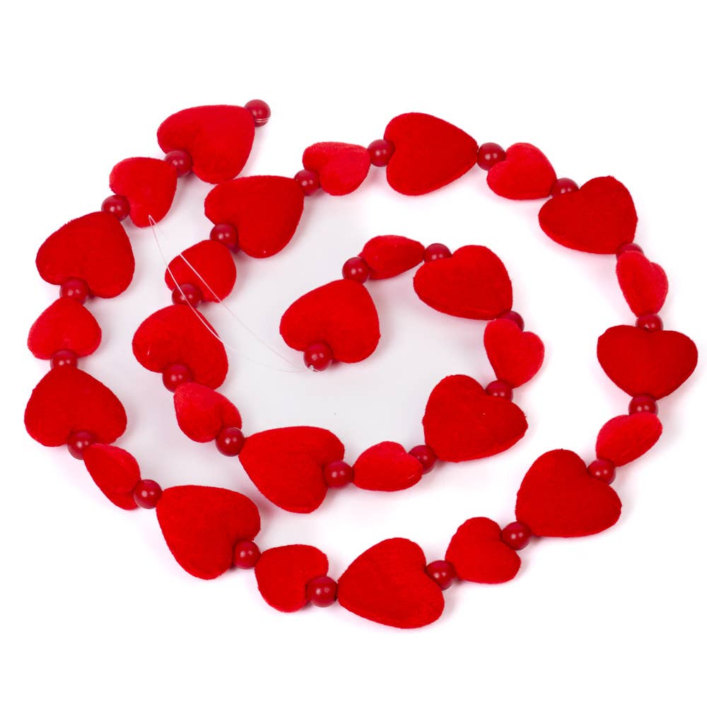 60" Red Puffy Heart Valentine's Day Garlands