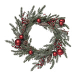 Metal 24" ed Christmas Orn and Acorn Wreath