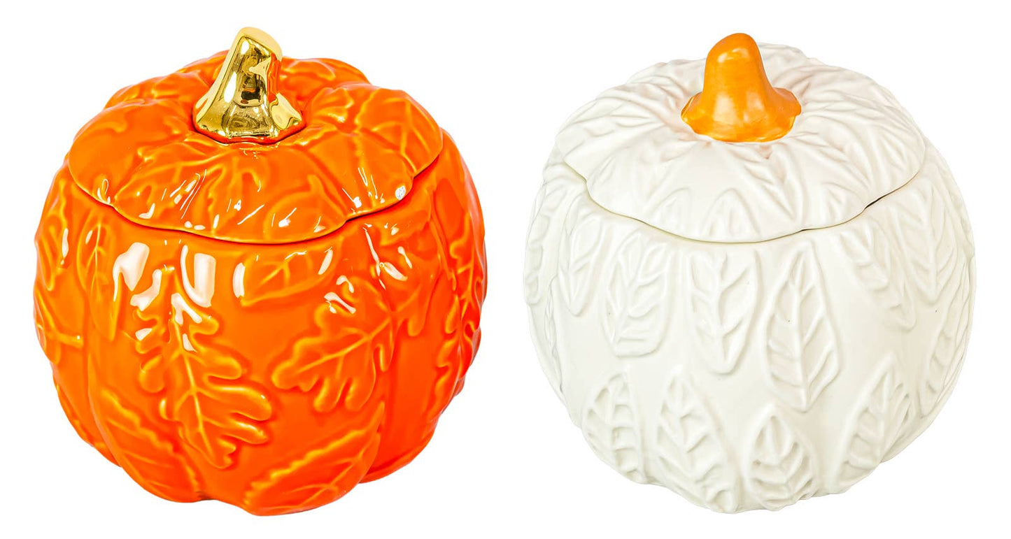 Leafy Fall Pumpkin Treat Jar Ast.