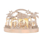 Wood 10" White Christmas Laser Cut Nativity Motion