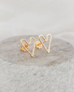 Hammered Heart Stud Earrings - Hypoallergenic, Waterproof