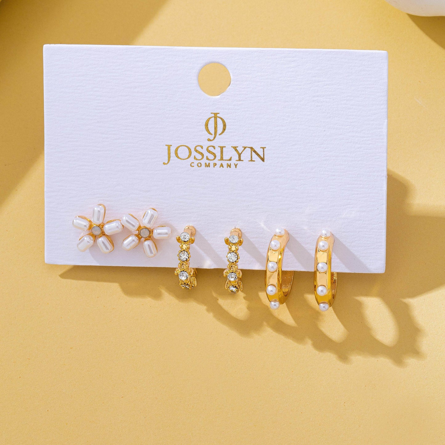 Pearl Floral Stud & Hoop Trio earrings | 80E62419