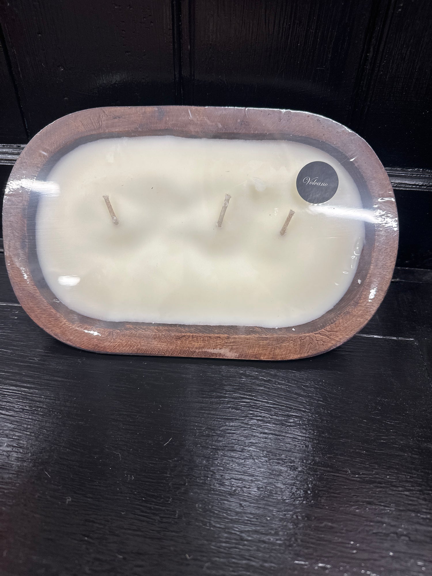 Vela en cuenco de madera de 9"