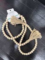 60" Wood Bead Garland Natural
