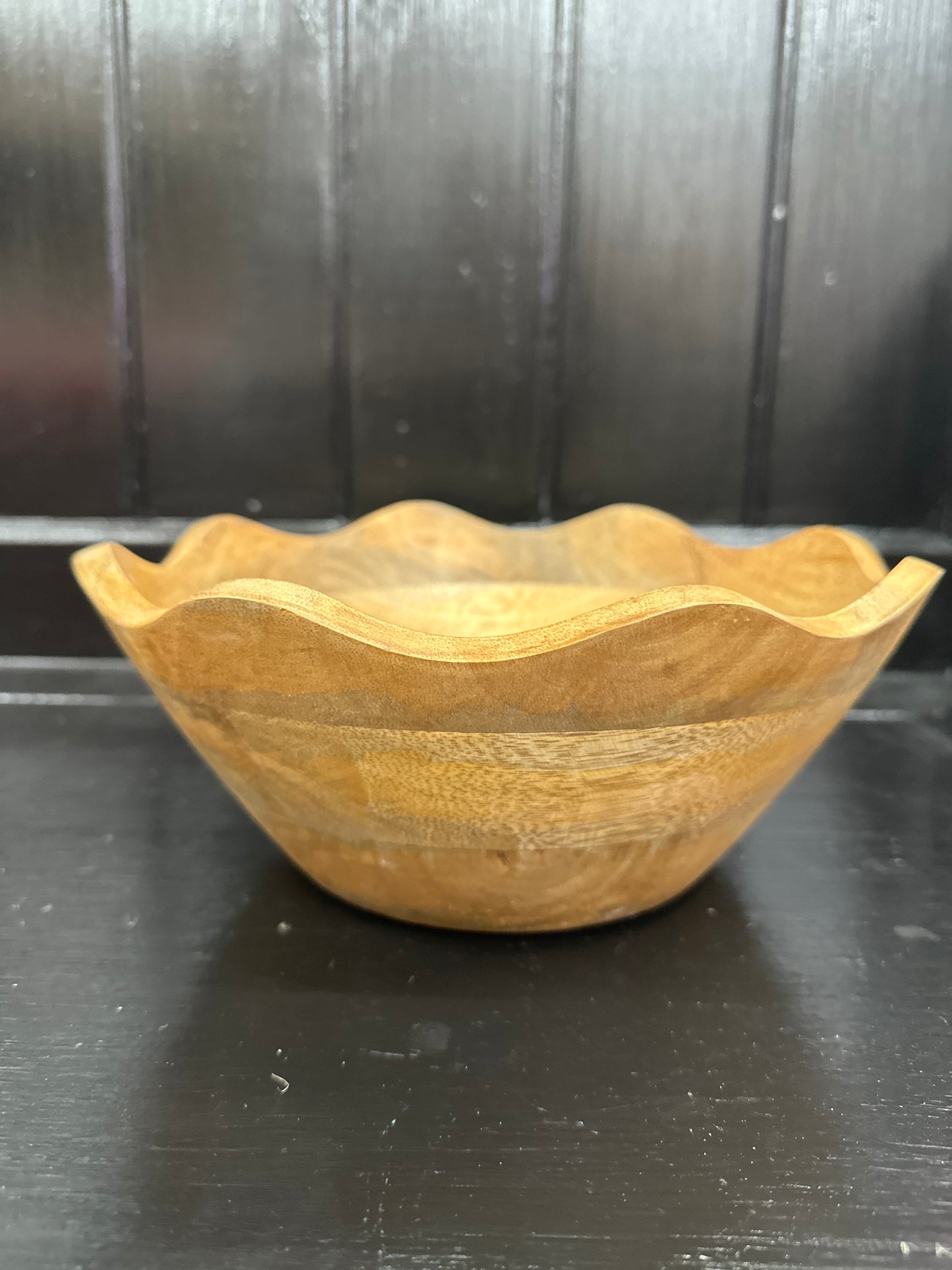 Scalloped Wooden Bowl-medium