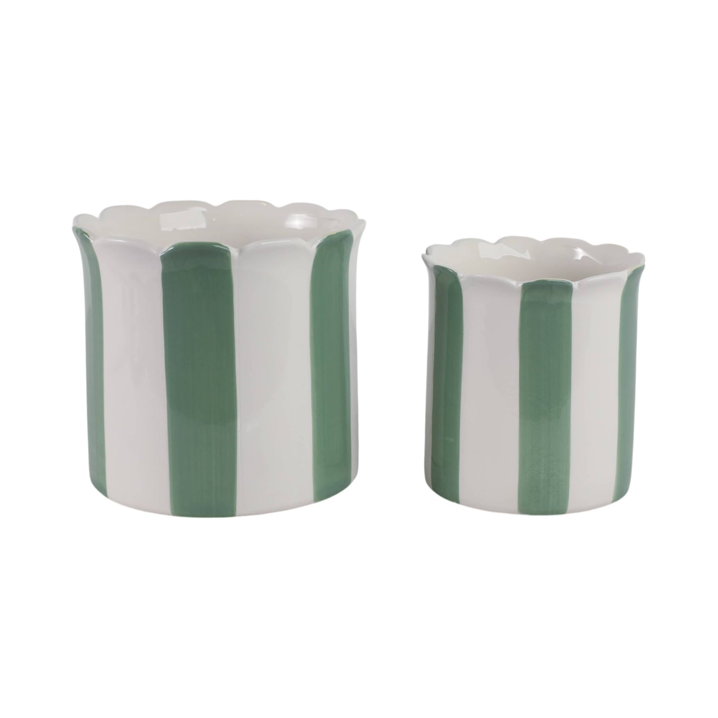 Green/White Ceramic Striped, 6/8 in.