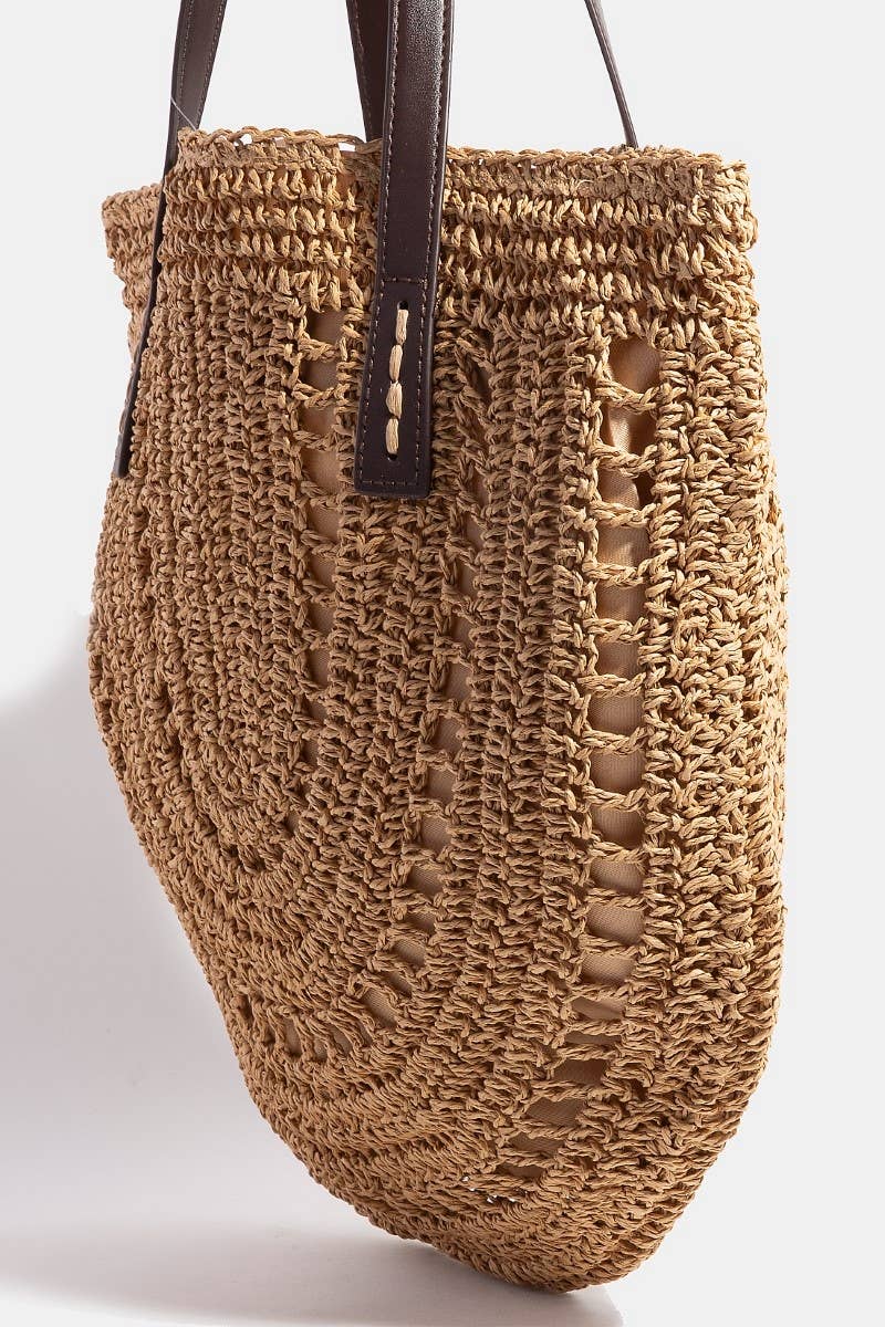Straw Braided Rounded Tote Bag