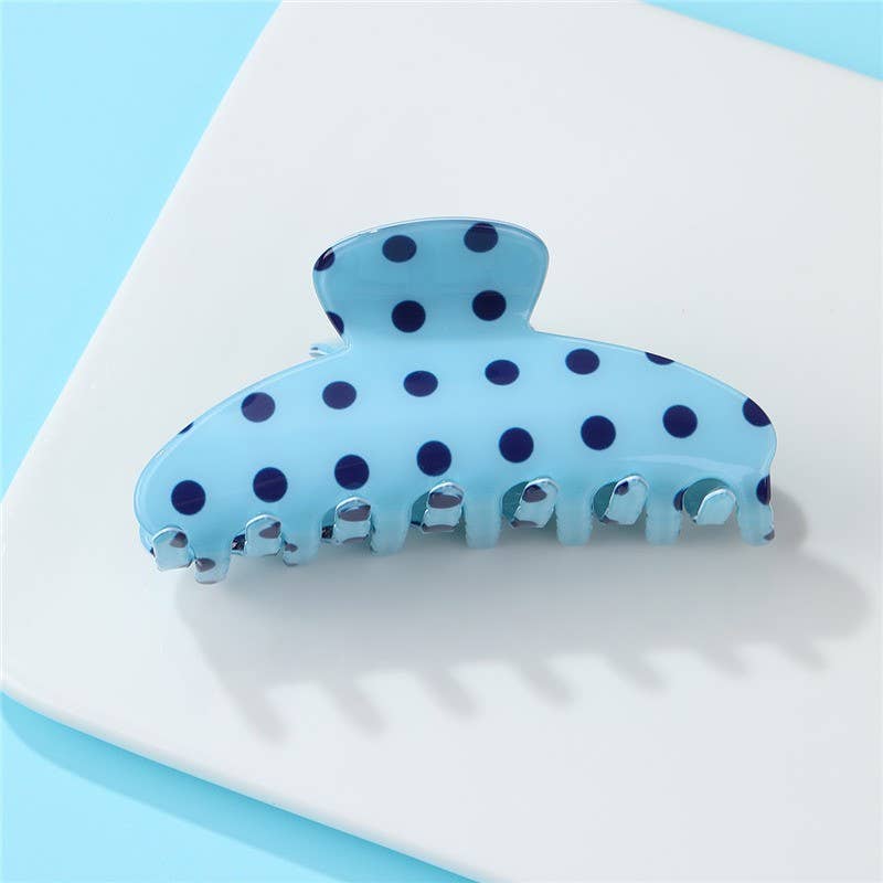 Retro Polka Dot Hair Claw - Glossy Spotted French | 40H1099