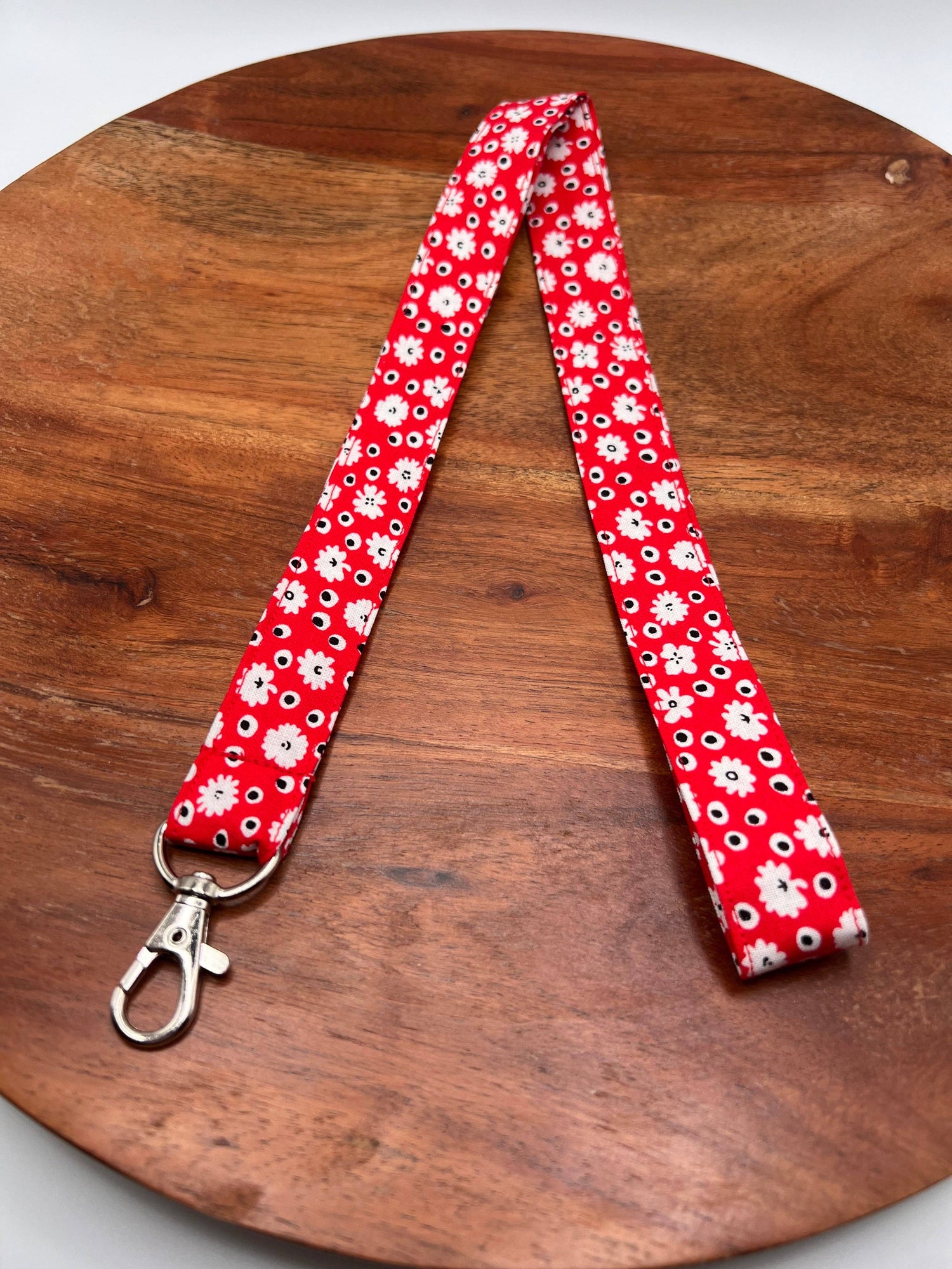 Red Vintage Floral Lanyard