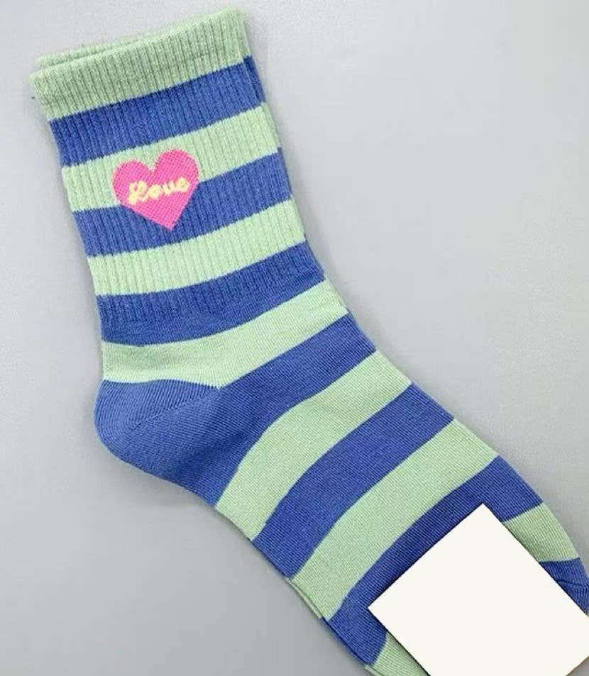Texlina Women’s Cotton socks With Hearts and stripe patterns