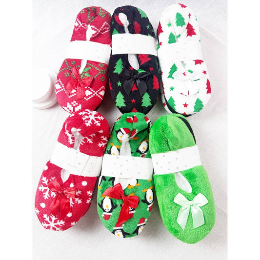Adult Christmas Theme Fuzzy Slippers