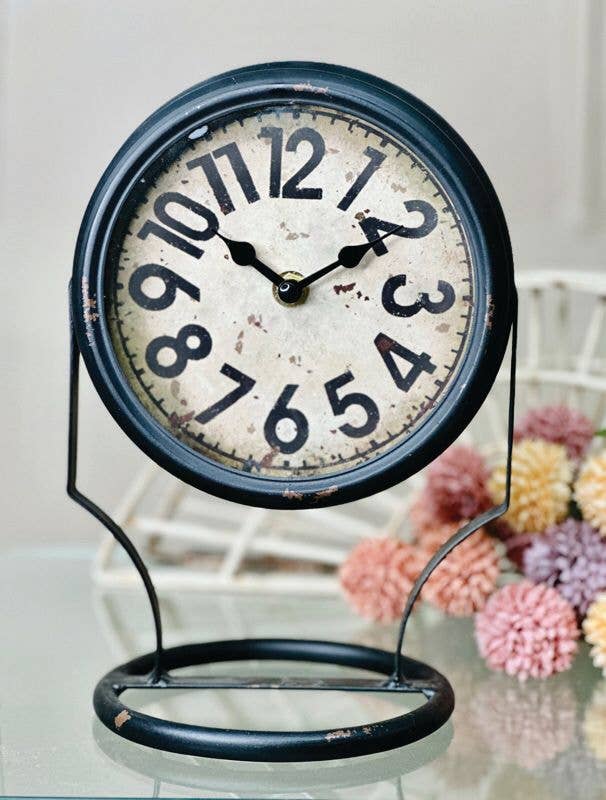 Black Distressed Open Base Clock