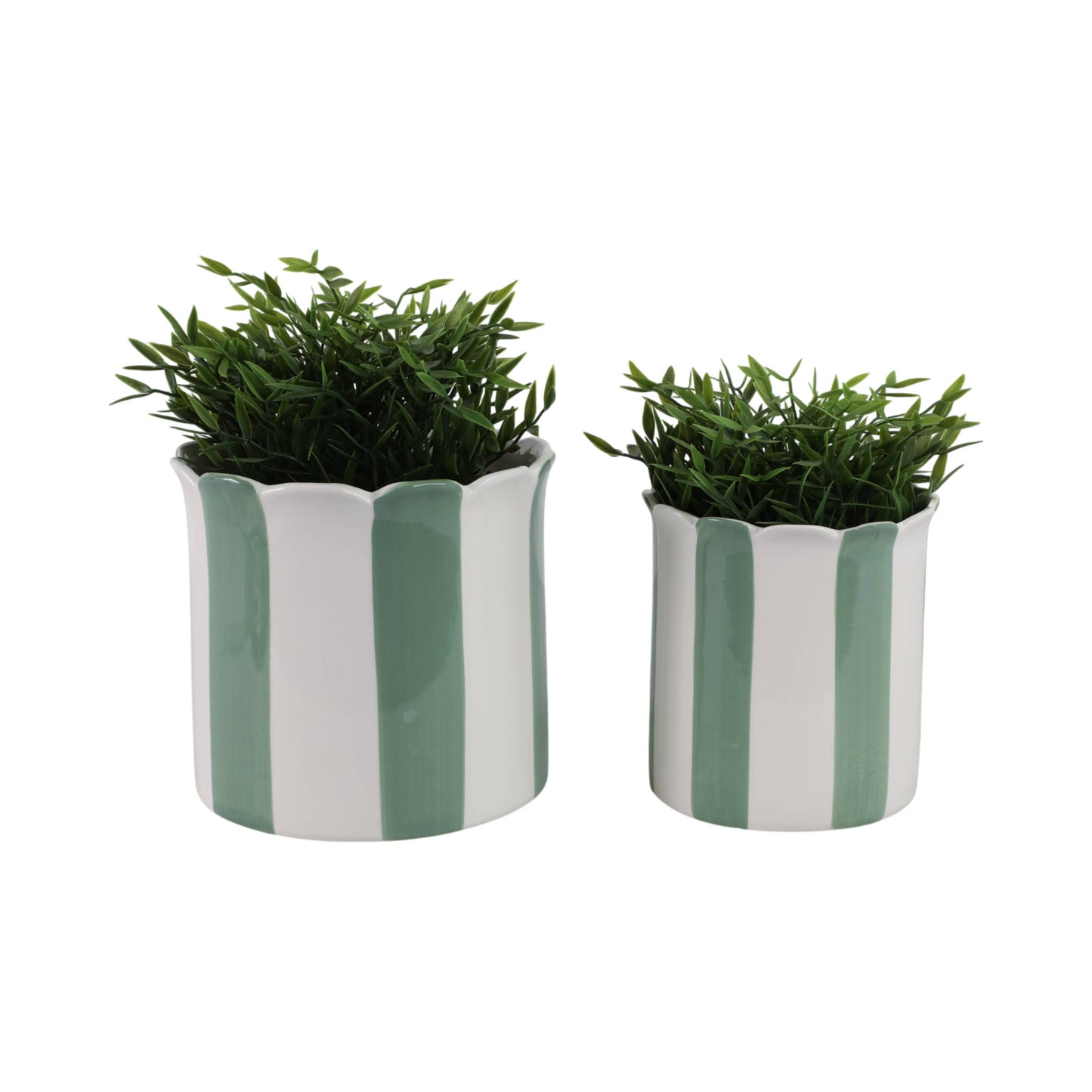 Green/White Ceramic Striped, 6/8 in.