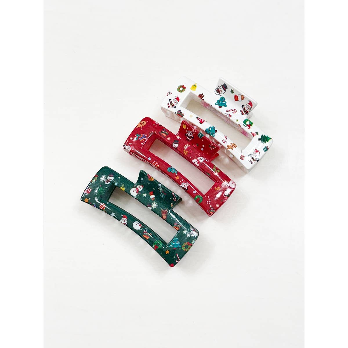 Christmas Design Cut out Rectangle Hair Claw