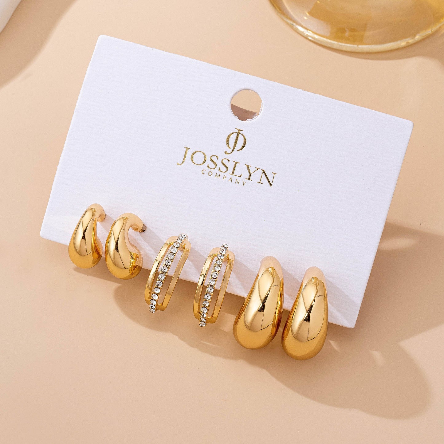 Chunky Hoop Rhinestone Trio Earring Set | 80E61673
