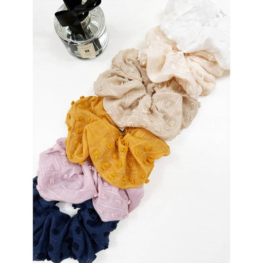 Pompom Textured  Soft Tone Jumbo Scunchie