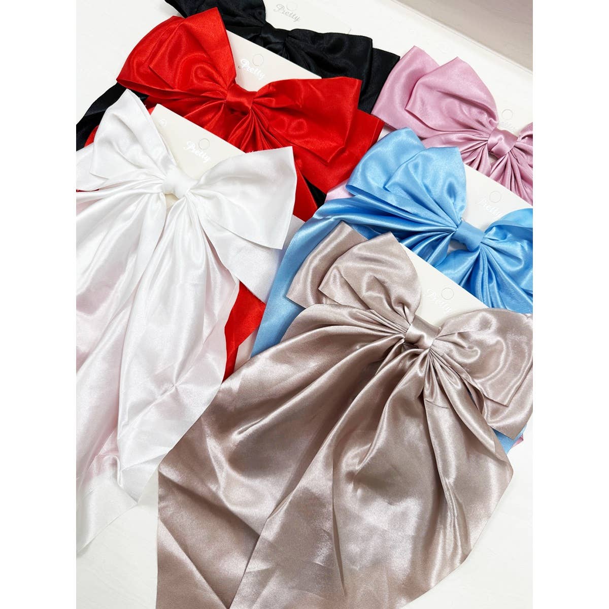 Solid Long Tail Satin Hair Bow Clip