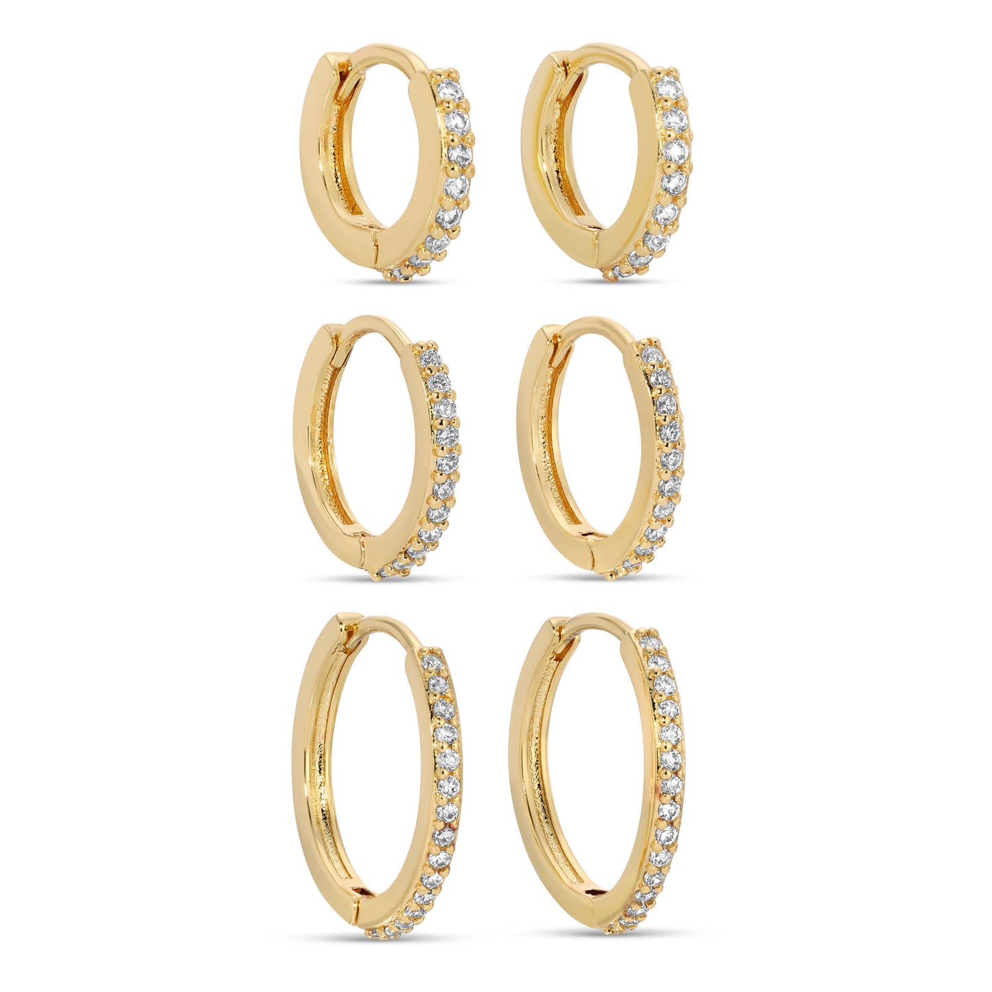 Combo 3, Delicate Pave Huggies