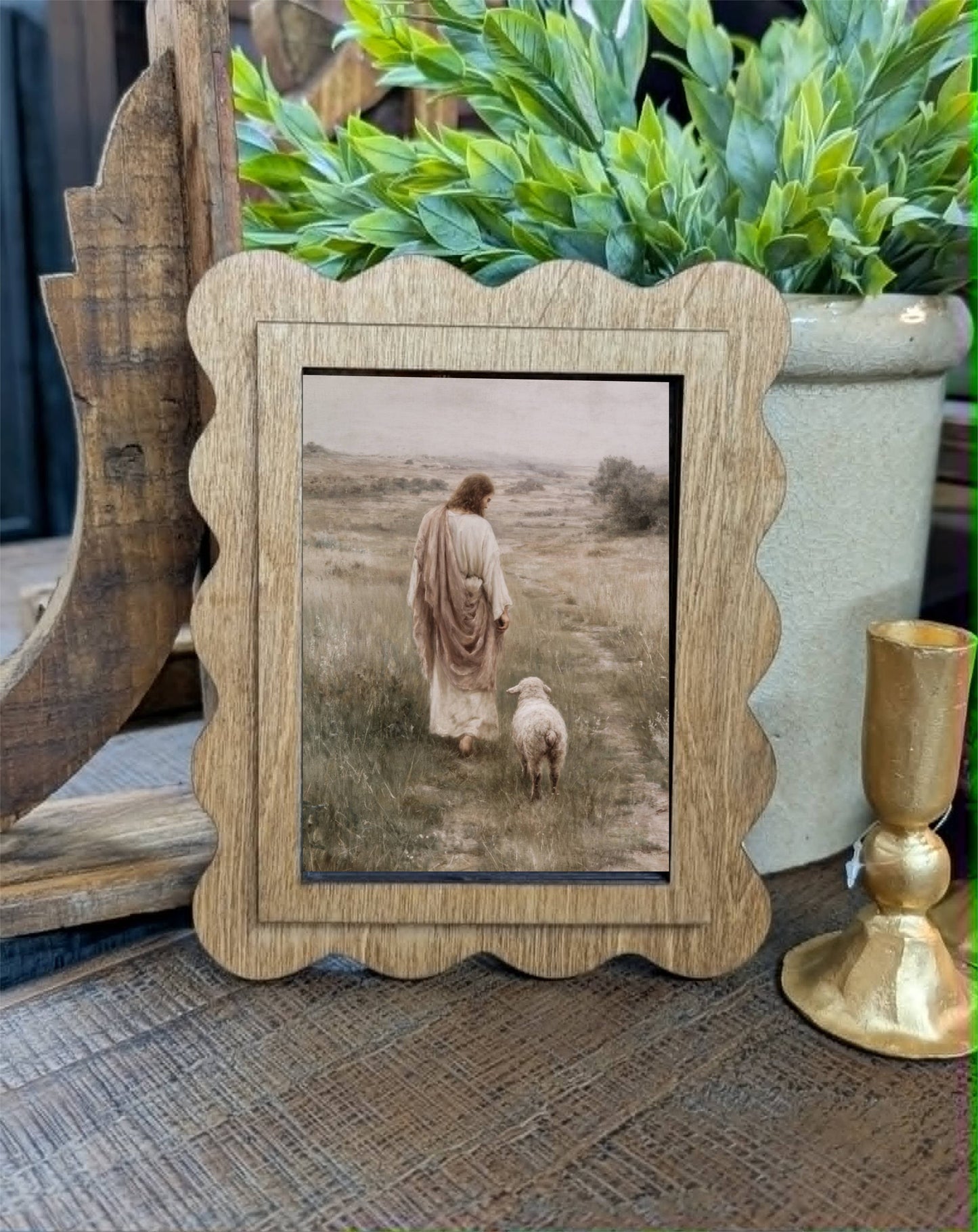 Scallop Good Shepherd Framed Canvas Art