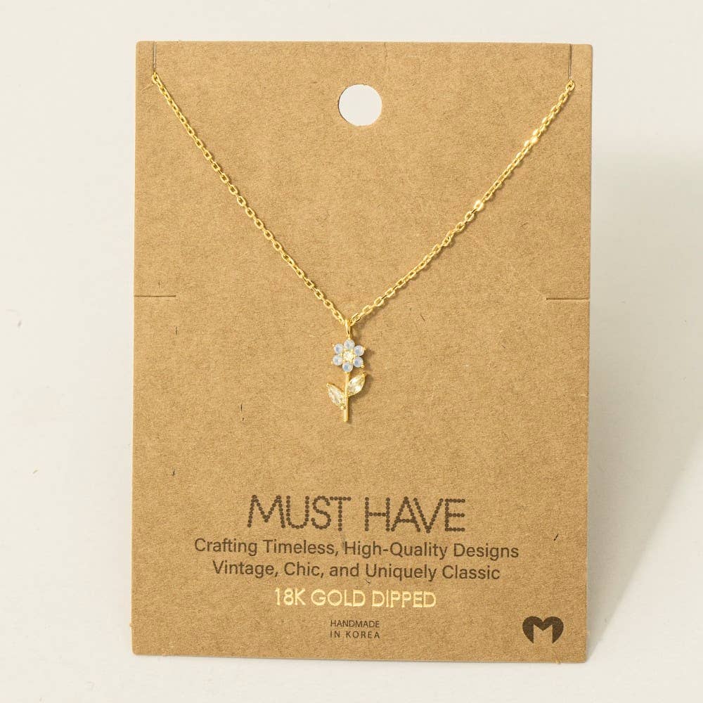 Cz Flower Pendant Necklace