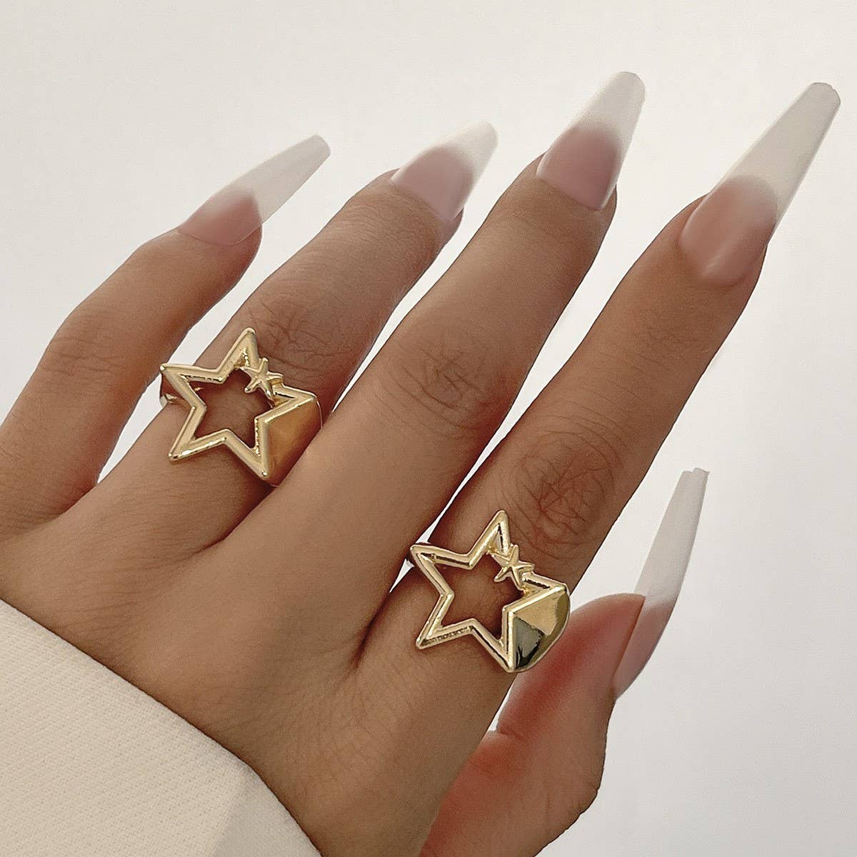 NEW FASHION FIVE-POINTED STAR OPEN ALLOY RING_CWMM3238
