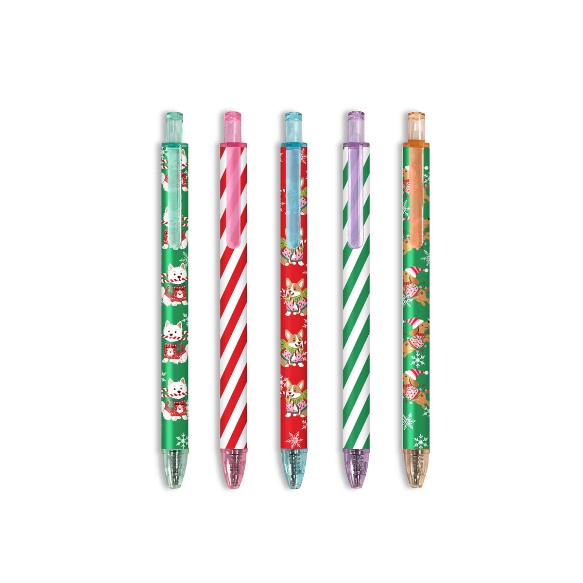 Cheery Christmas Dogs Soft-Touch Gel Pen Set