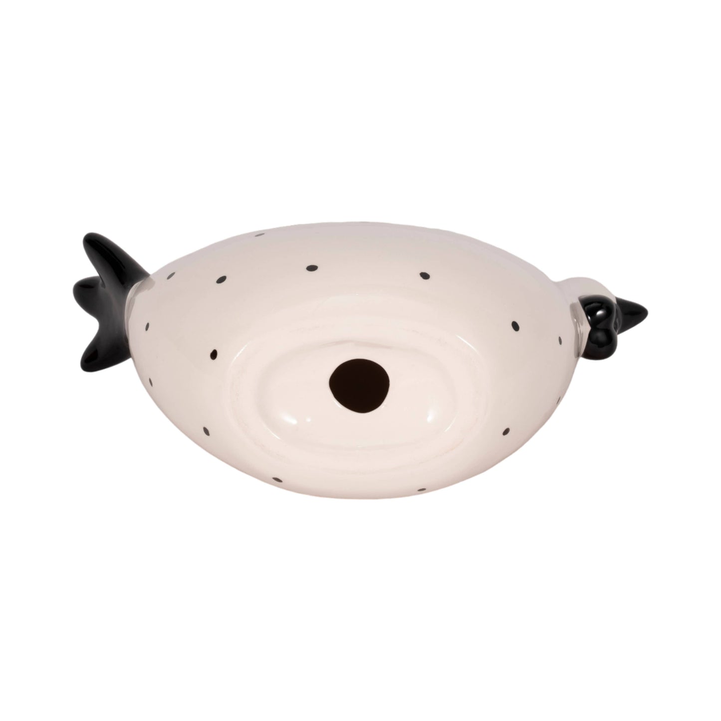 Ceramic Dotted Rooster Figurine - White/Black, 7 in.