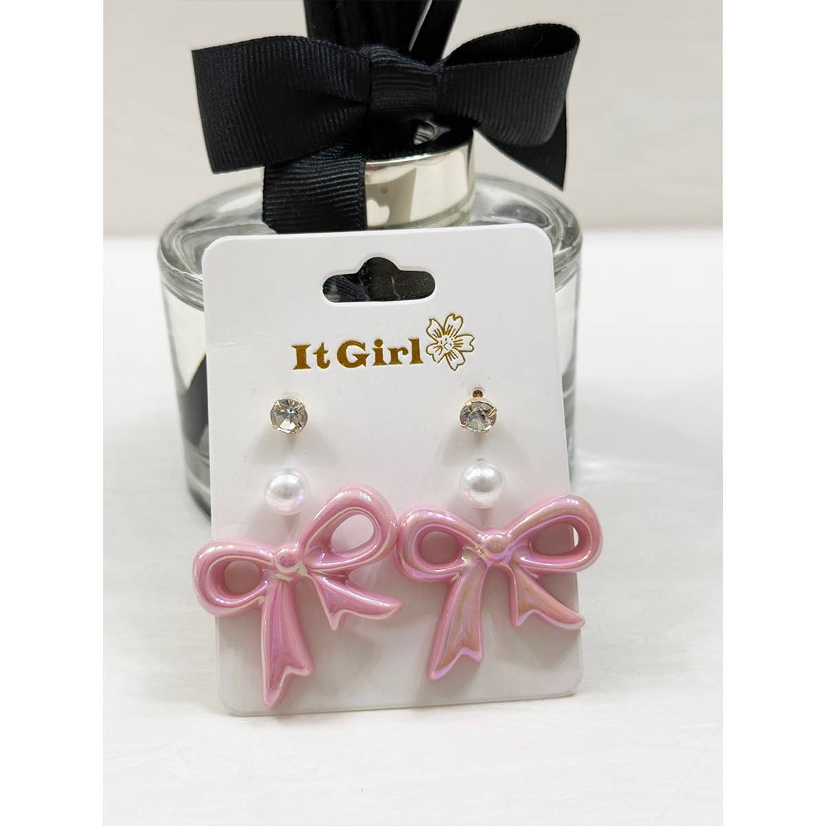 Fancy Glowy Bow Earring Set