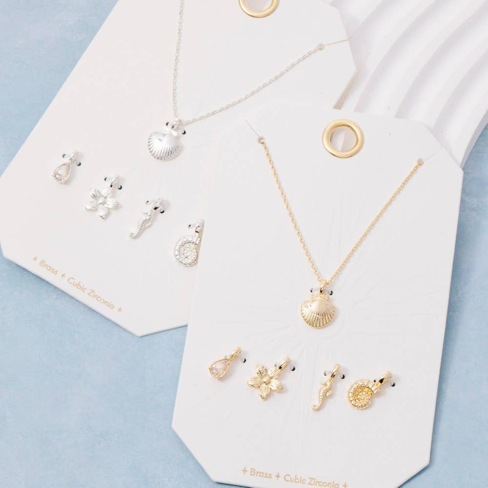 Sea Life Clam Shell Swappable Pendant Necklace