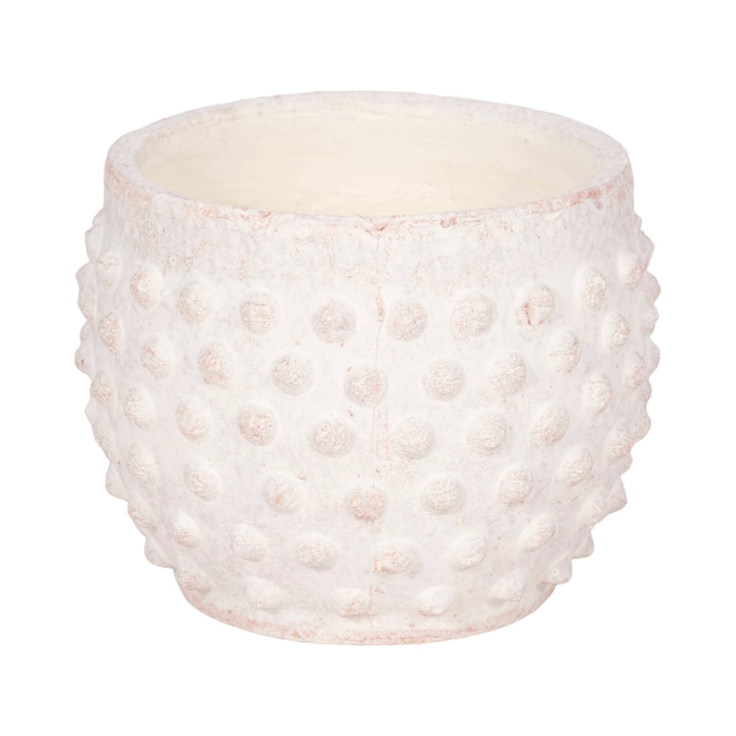 Planter - White Terracotta Round Bubble Rough Finish, 6 in.