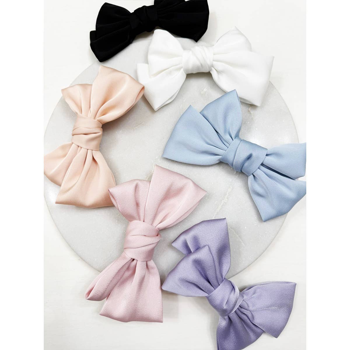 Double Layer Soft Tone Satin Bow Hair Clips